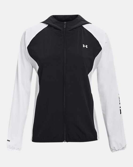 Damen UA Woven Mesh Jacke mit durchgehendem Zip, Black, pdpMainDesktop image number 5